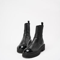 Chanel Black Crumpled Cap Toe Short Boots 38