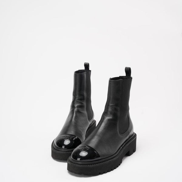 Second hand Chanel Black Crumpled Cap Toe Short Boots 38 | Miloura