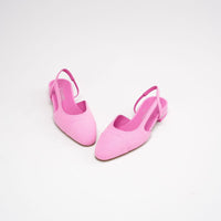 Chanel Neon Pink Denim Cap Toe CC Slingback Flat Size 38