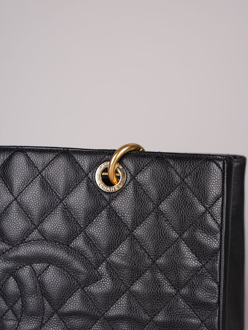 Chanel GST Medium Black Quilted Caviar Leather Tote Bag with Gold Hardware Chanel Bag MILOURA