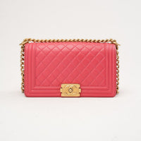 Chanel mittelgroße Boy Flap Tasche Caviarleder Dunkelpink 2017