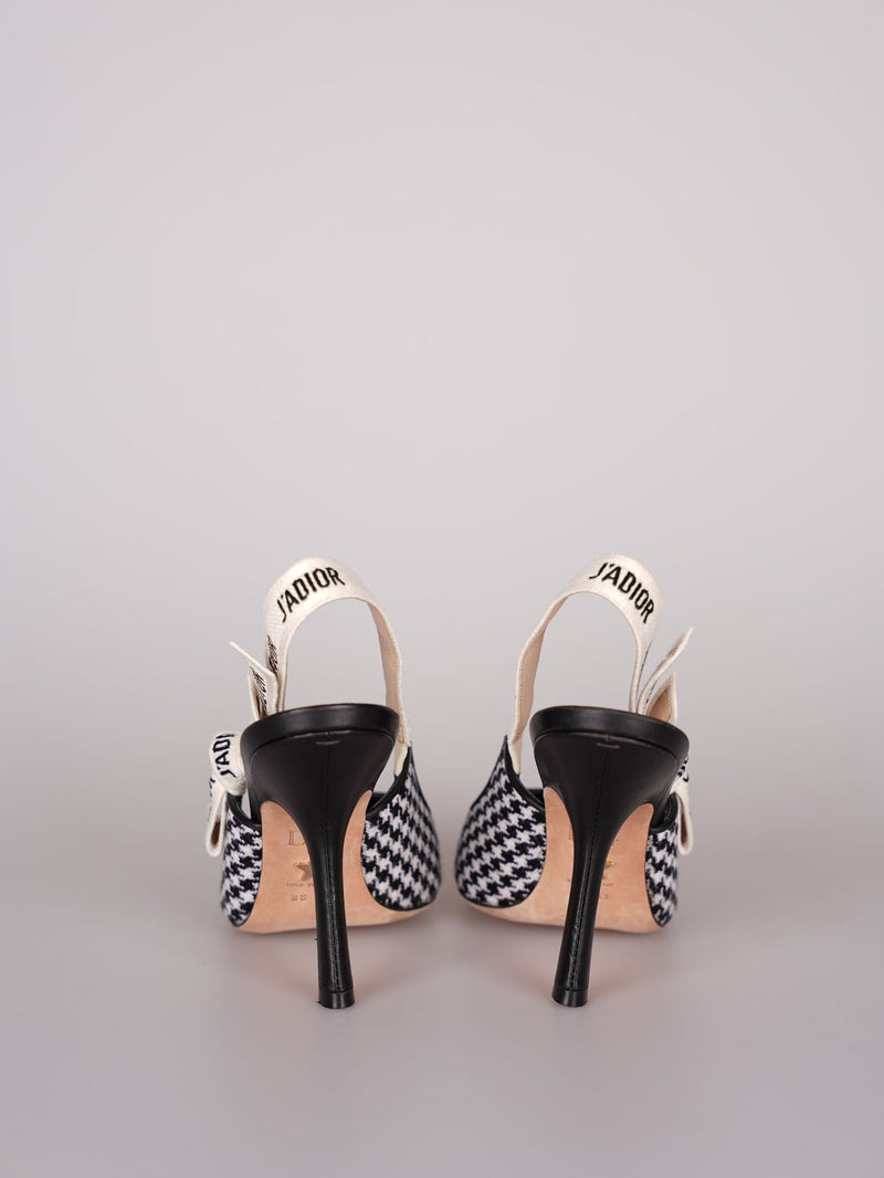 Dior J'Adior sandals in black and white houndstooth canvas size 38 Luxury Brand Shoes MILOURA