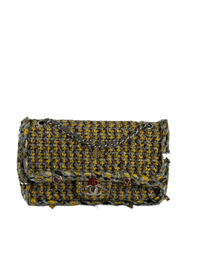 Chanel Tweed Braided Charms medium Flap Bag Yellow Grey Black