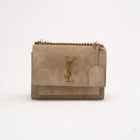 Saint Laurent Suede Medium Sunset Bag Dark Beige 2023