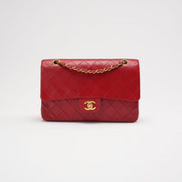 Chanel Vintage Red Classic Double Flap Bag 1988