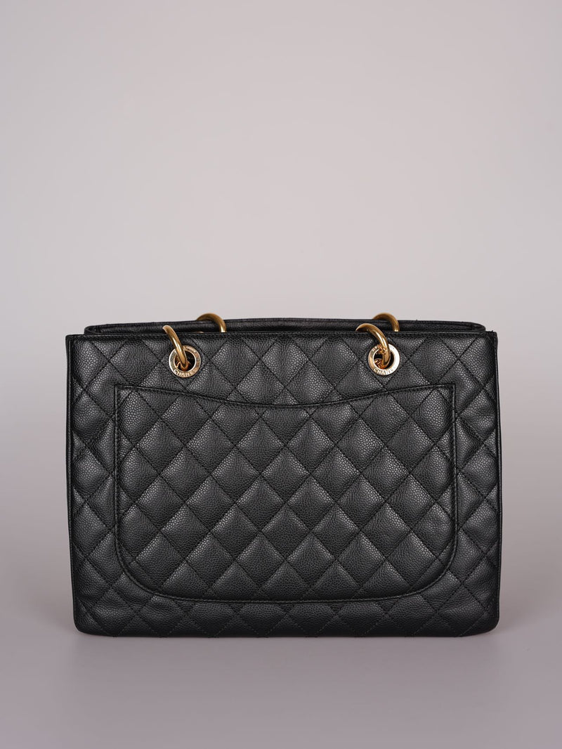 Chanel GST Medium Black Quilted Caviar Leather Tote Bag with Gold Hardware Chanel Bag MILOURA