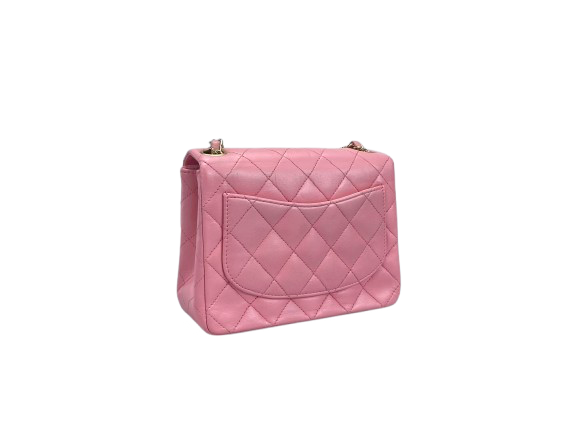 Chanel Vintage Rose Pink Classic Mini Square Flap Bag in Lambskin with Gold Hardware Chanel Bag MILOURA