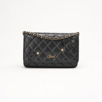 Chanel Camellia CC Charm Wallet on Chain (WOC) Lambskin Black 2019