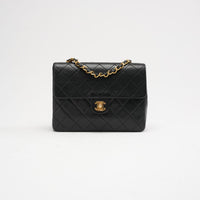 Chanel Vintage Black Mini Square Classic Flap Bag 1991
