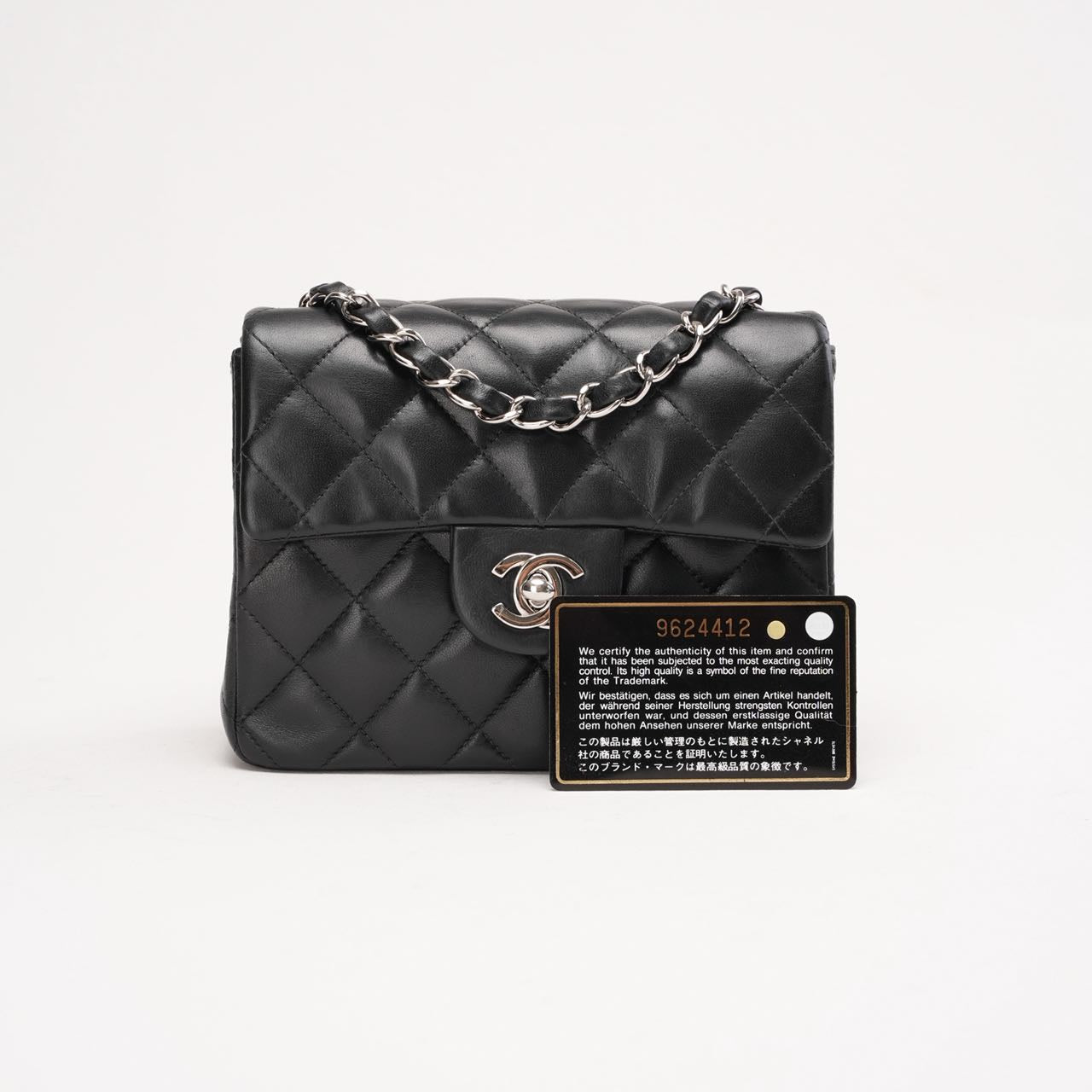 Chanel Vintage Mini Square Classic Flap Bag Lambskin Black 2005