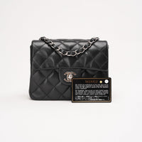 Chanel Vintage Mini Square Classic Flap Bag Lambskin Black 2005