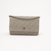 Chanel Grey Caviar Classic Wallet On Chain WOC Silver 2012