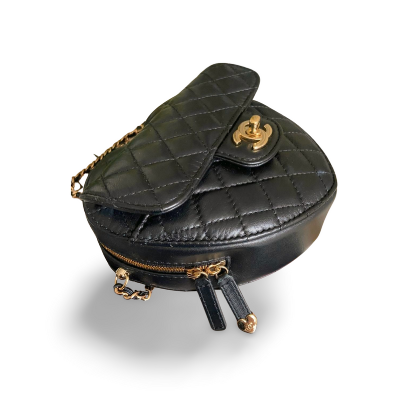 used-Chanel Heart Bag black Lambskin GHW-MILOURA