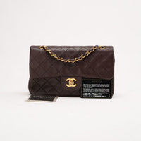 Chanel Vintage Classic Small Flap Bag Lambskin Dark Brown 1997