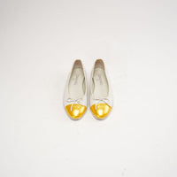 Chanel White / Yellow CC Ballet Flats Leather Size 39
