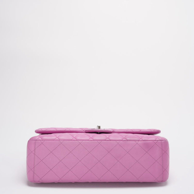 Chanel Timeless Classic Flap Bag Maxi Lilac Purple with Silver Hardware Bottom 