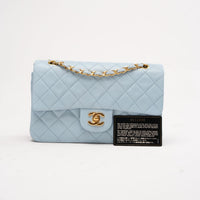 Chanel Vintage Small Classic Double Flap Lamb Light Blue 1997