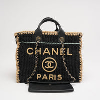 Chanel Deauville kleine Tasche gehäkelte Baumwolle schwarz 2024