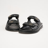 Chanel Lambskin Quilted Velcro Dad Sandals 38