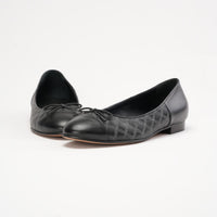 Chanel Black Leather CC Ballet Flats Size 38.5