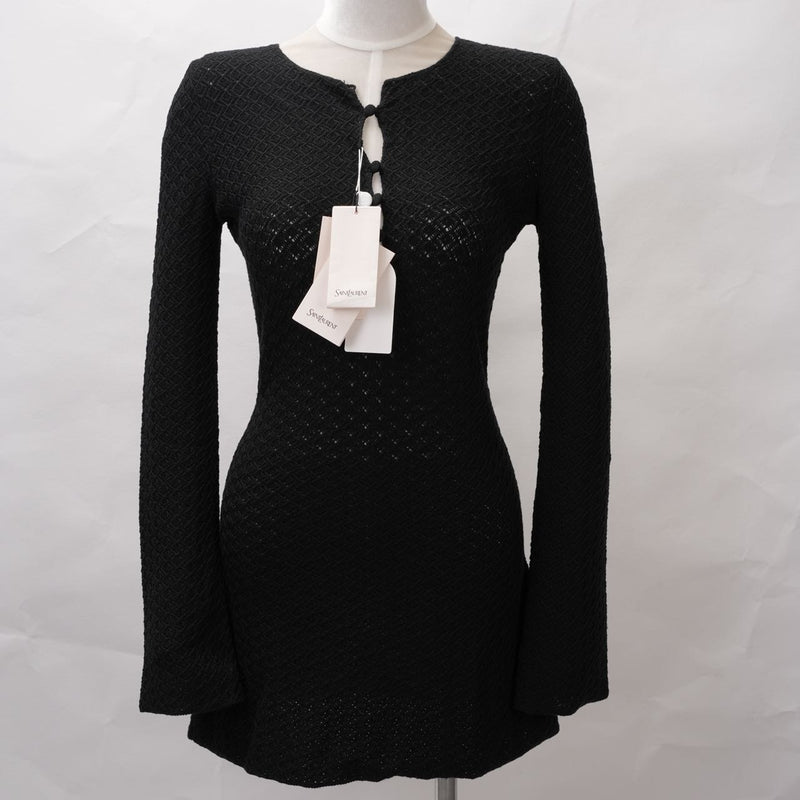 Second hand Saint Laurent Mini Dress Crochet Knit Black M