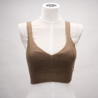Hermes Brown Cashmere Knit Bralette Top 36