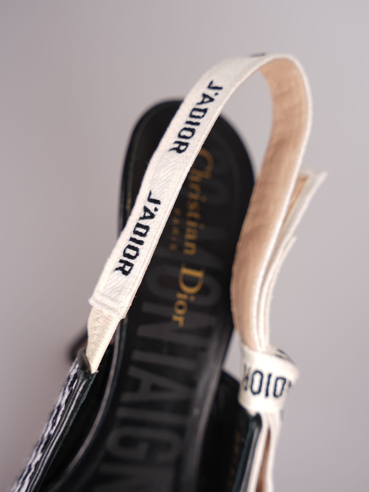 Used Dior J'Adior sandals in black and white houndstooth canvas