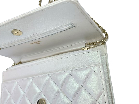 Chanel Quilted Iridescent Lambskin Crossbody Wallet on Chain Bag Chanel Bag MILOURA