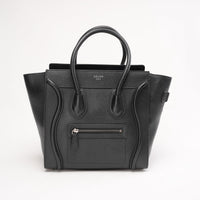Celine Micro Luggage Tote Bag in Black Drummed Calfskin 2018