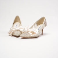 Jimmy Choo Love 85 Crystal Mesh & Leather Pump in White 34