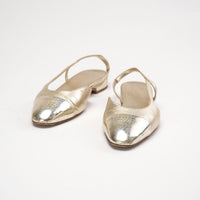 Chanel Gold Cap Toe CC Slingback Flats Size 38