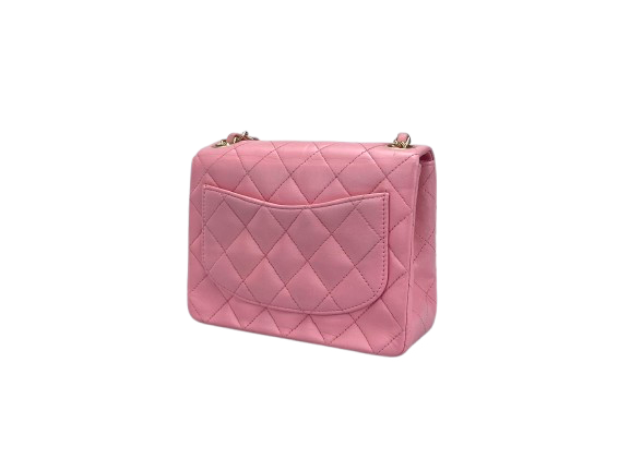 Chanel Vintage Rose Pink Classic Mini Square Flap Bag in Lambskin with Gold Hardware Chanel Bag MILOURA