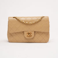 Chanel Beige Lambskin Classic Small Double Flap Bag 2005