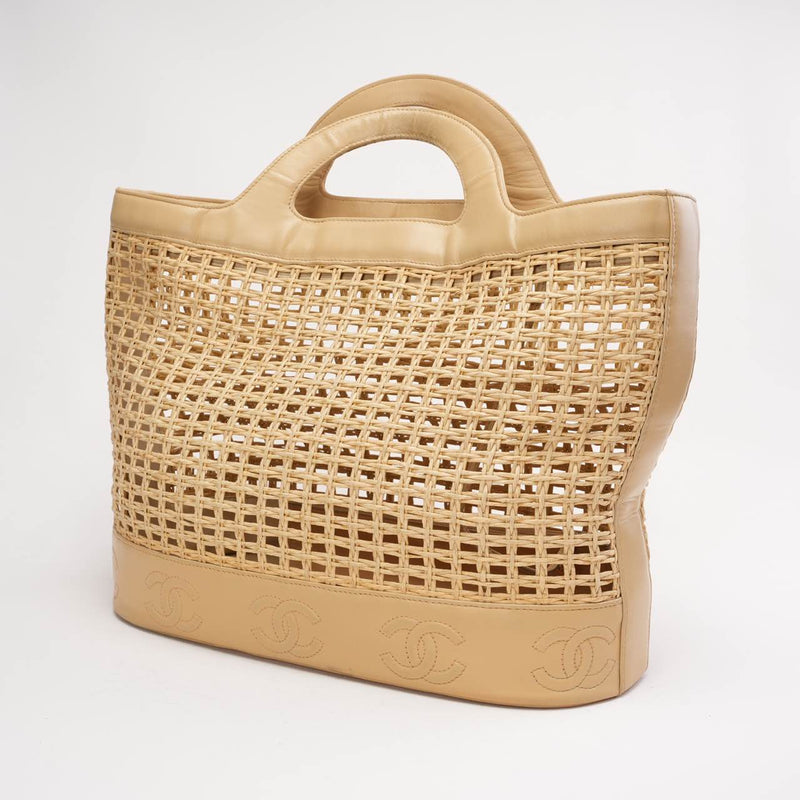  COCO Mark Tote Straw Bag - left side view 