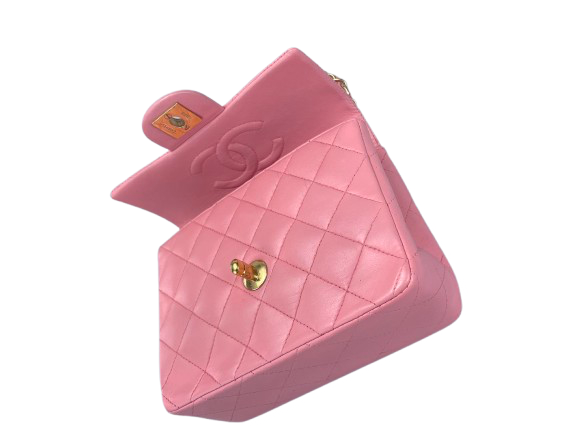 Chanel Vintage Rose Pink Classic Mini Square Flap Bag in Lambskin with Gold Hardware Chanel Bag MILOURA