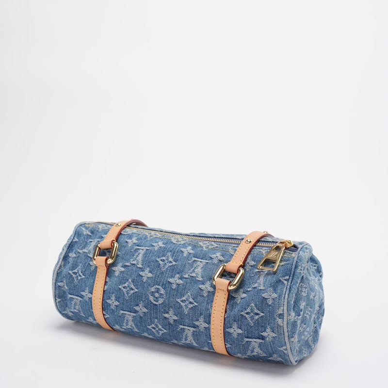 Louis Vuitton Papillon Bag 28cm LV Monogram Denim Papillon Shoulder Bag Blue from 2024