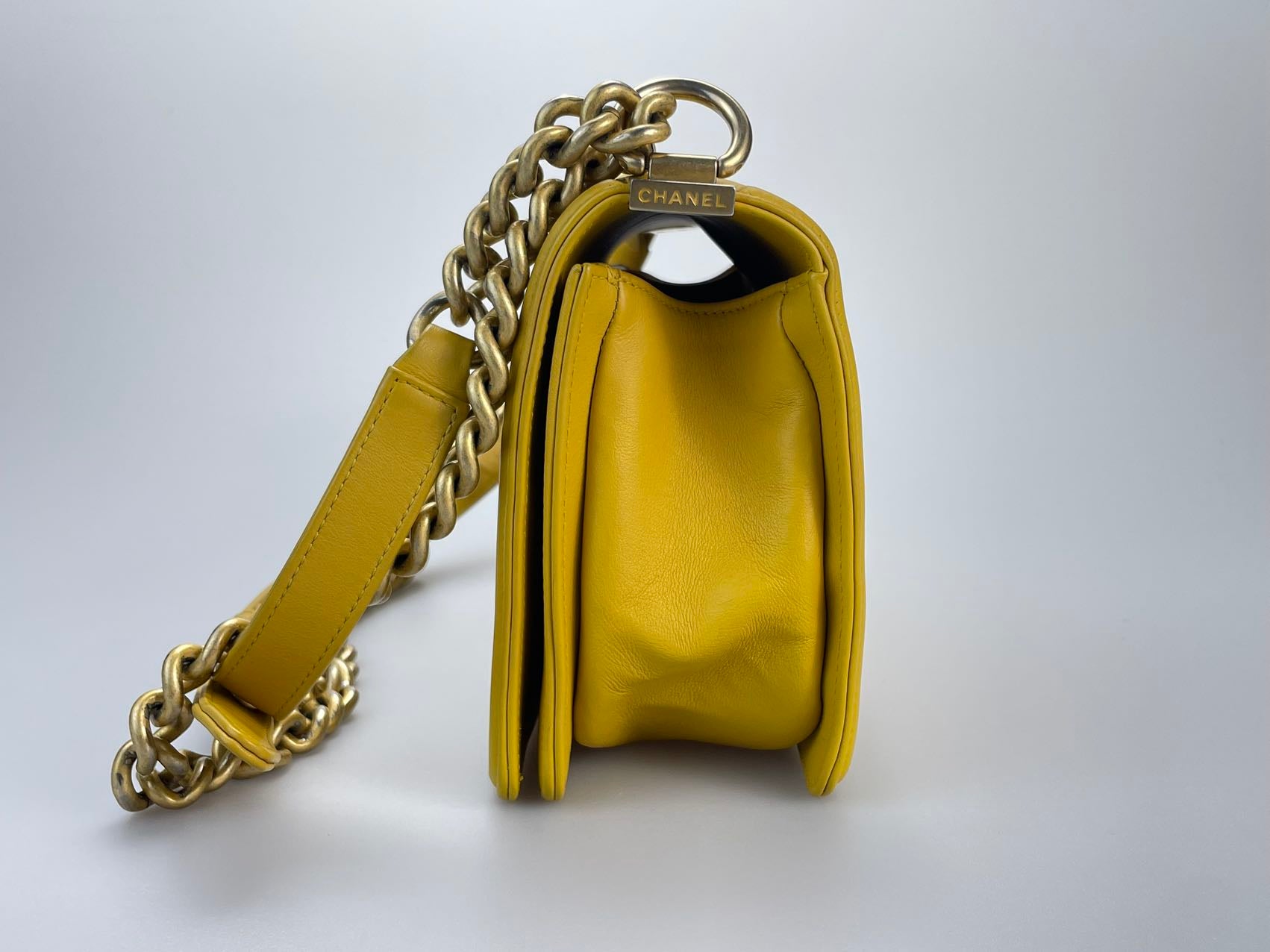 Used Chanel Leboy Medium in Lemon Yellow Bag with Gold Hardware