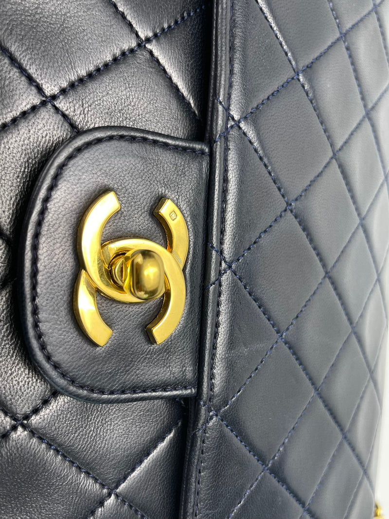 Chanel Black vintage Medium Classic Dopple Flap Bag with 24K Gold Hardware Chanel Bag MILOURA