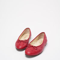 Chanel Red Leather CC Cap Toe Ballet Flats Size 39 ½