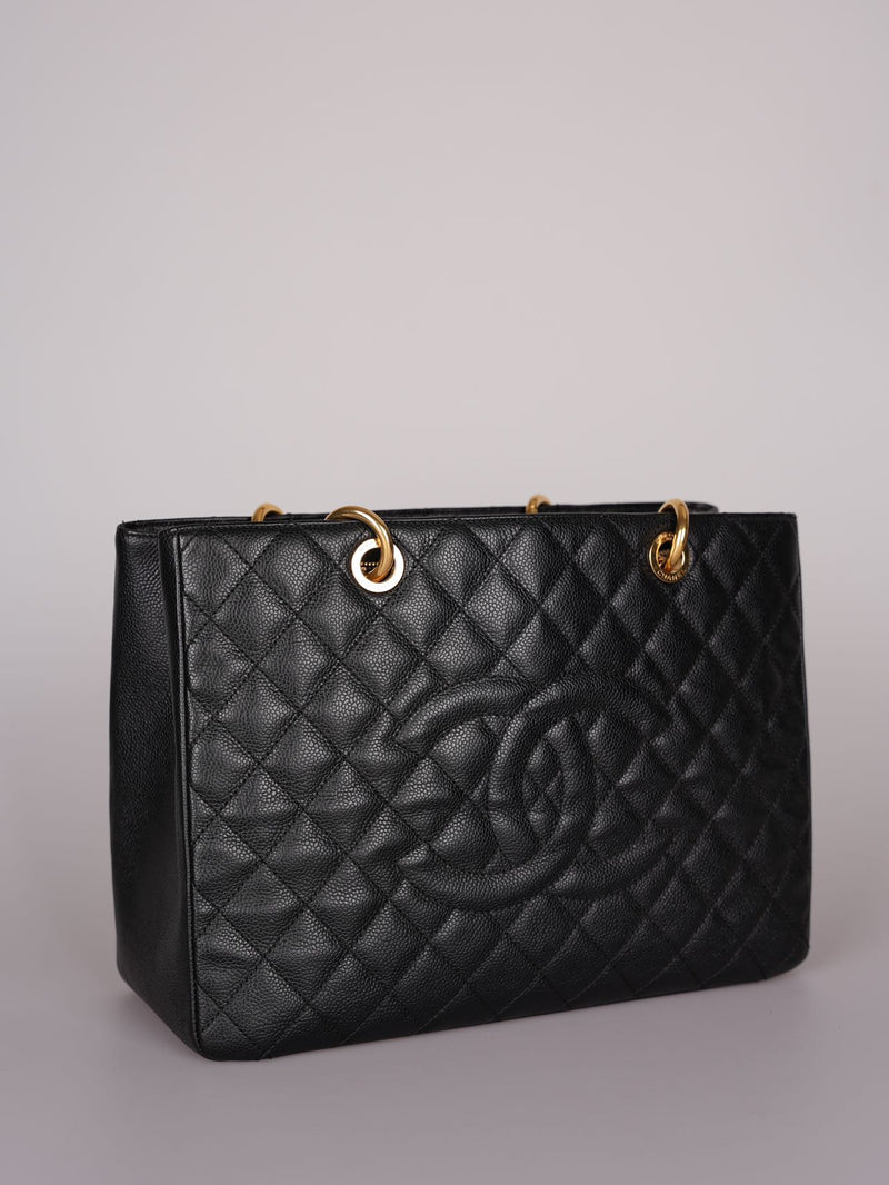 Chanel GST Medium Black Quilted Caviar Leather Tote Bag with Gold Hardware Chanel Bag MILOURA