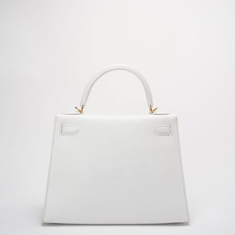 Hermes Kelly 28cm Sellier White Epsom Leather Gold Hardware Top Handle Bag 2015 Back