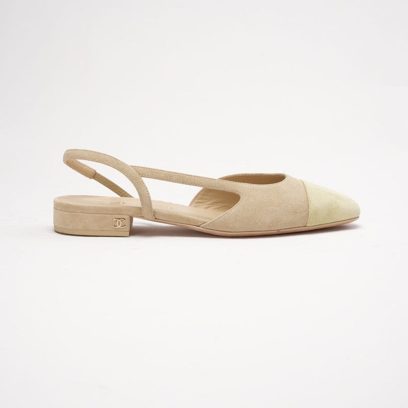 chanel beige suede slingback shoes 37.5 - side view