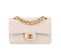 Chanel Small Vintage White Classic Double Flap Bag in Lambskin with gold hardware Chanel Bag MILOURA