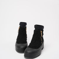 Chanel Black Tweed Rubber CC Short Boots Size 40