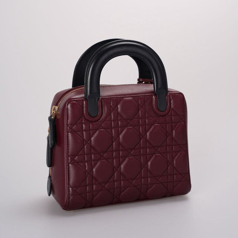 Christian Dior Lambskin Burgundy Cannage Lily Tote Bag Luxury Designer Bag MILOURA