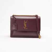 Saint Laurent Burgundy Calfskin Medium Monogram Sunset 2018