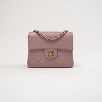 Chanel klassische Vintage Mini Square Flap Tasche Rosa 2002