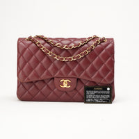 Chanel Timeless Jumbo Double Flap Burgundy Lambskin 2016