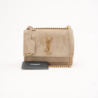 Saint Laurent Dark Beige Suede Large Sunset Bag 2023