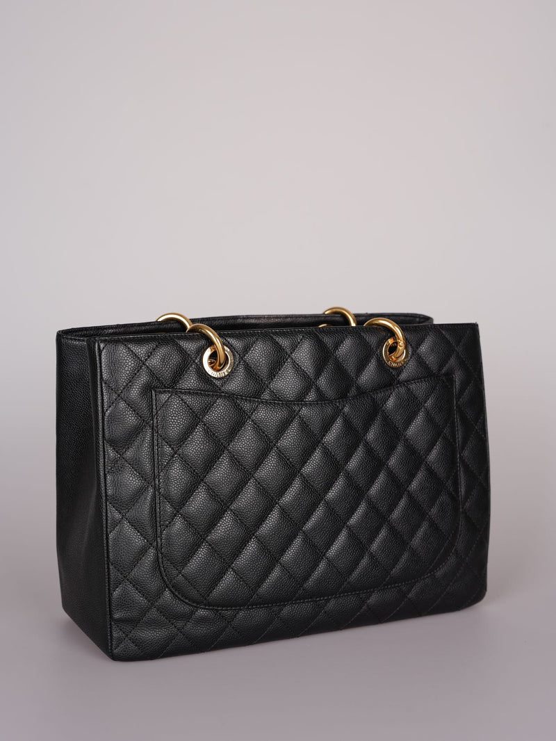 Chanel GST Medium Black Quilted Caviar Leather Tote Bag with Gold Hardware Chanel Bag MILOURA